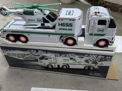 HESS Gasoline 2012 Toy Truck with Helicopter, Green & White, Battery Operated Lights & Sound