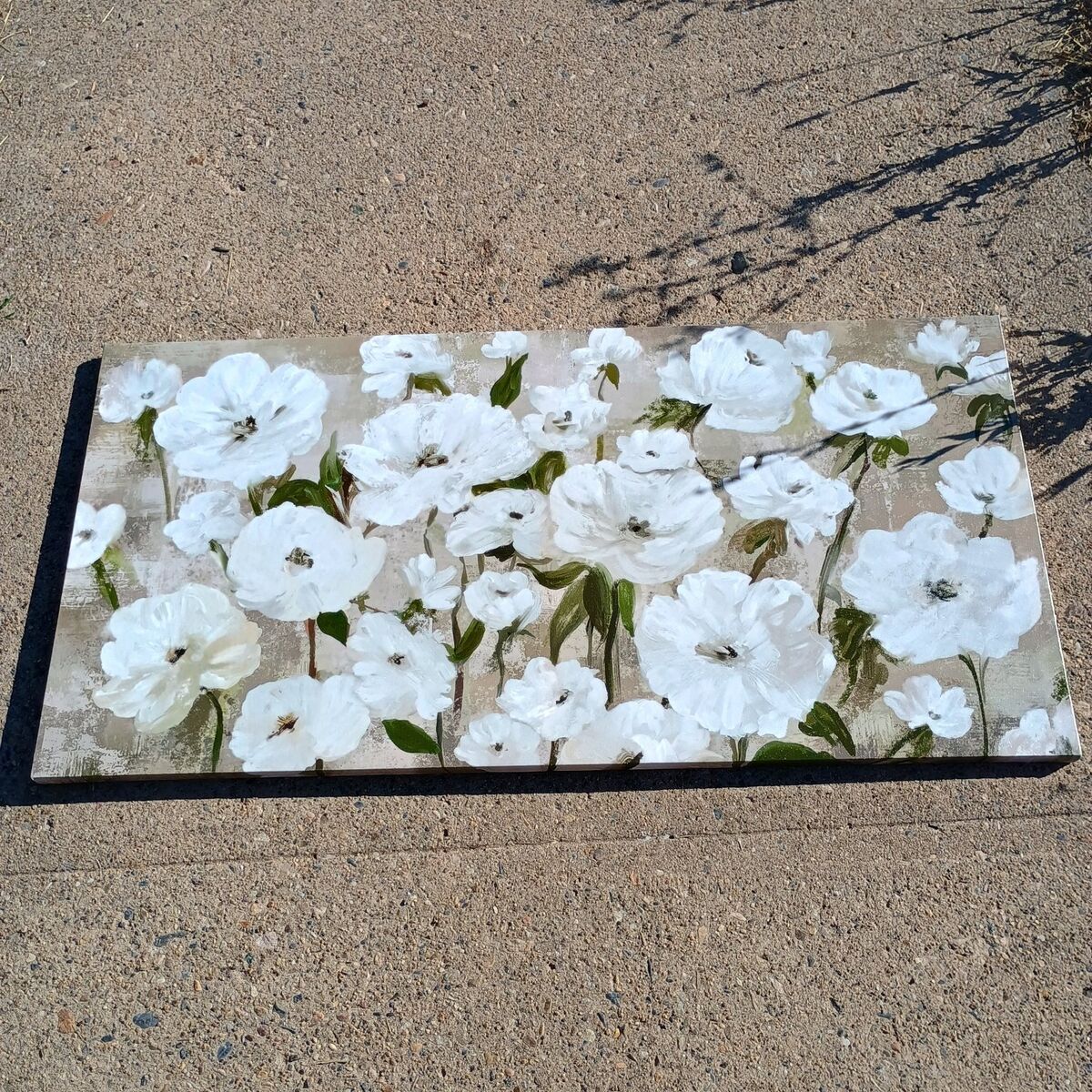 canvas painting/wall art with large white flowers