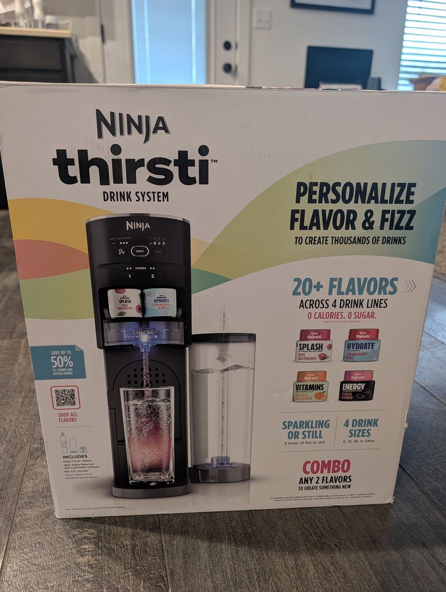 Ninja Thirsti Drink System - Personalize Flavor & Fizz, 20+ Flavors, Sparkling or Still, 4 Drink Sizes