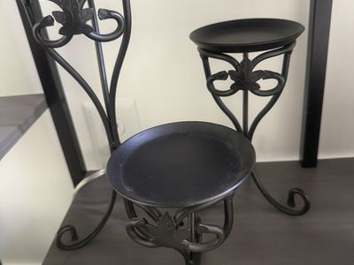 Longaberger Foundry Wrought Iron Maple Leaf Pillar Candle Holders – Set of 3, Black