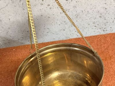 Vintage Brass Hanging Planter Pot Cauldrons Bowl with chain