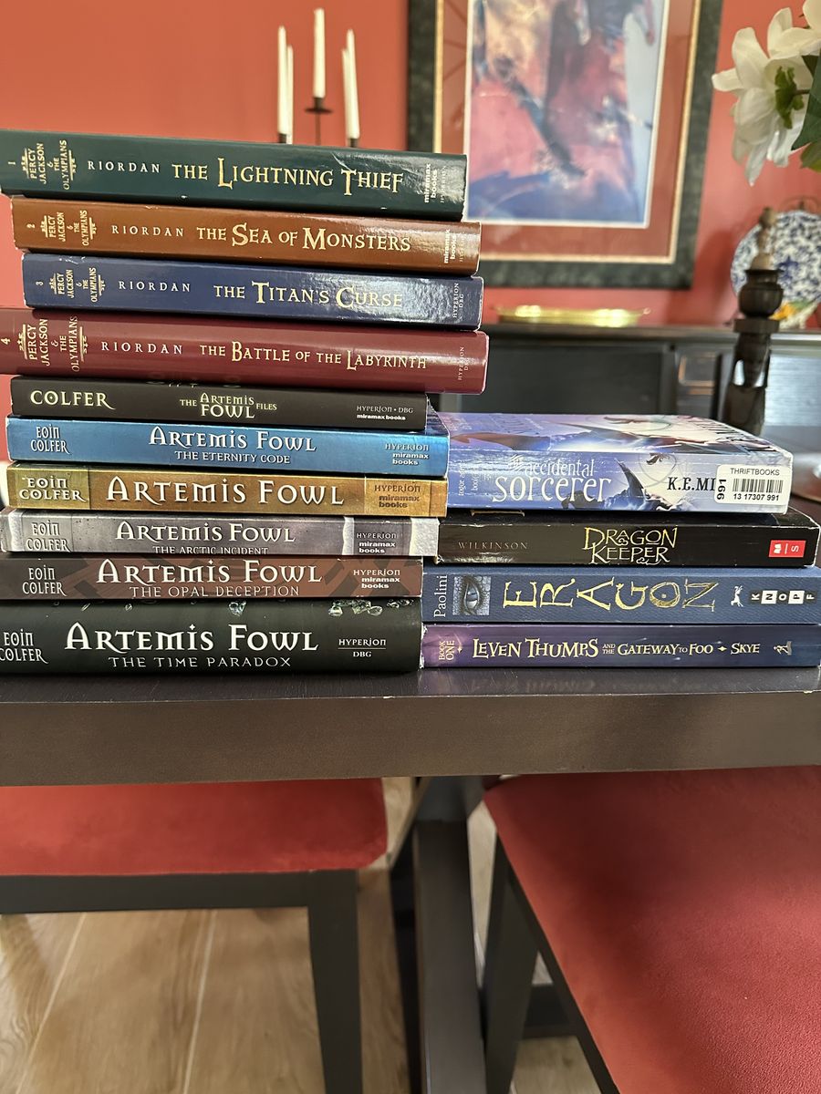 Fantasy Book Lot: Percy Jackson, Artemis Fowl, Eragon, Dragon Keeper & More - Used Fiction Set