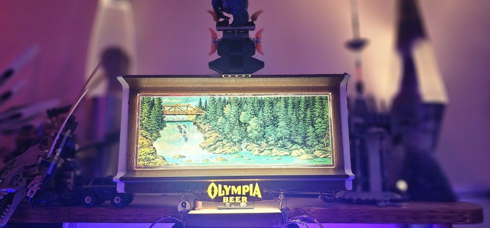 VTG Olympia Beer Lighted Motion Waterfall Sign cash register topper GREAT DEAL