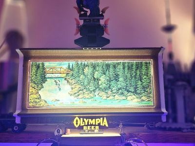 VTG Olympia Beer Lighted Motion Waterfall Sign cash register topper GREAT DEAL