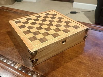 Wooden Deluxe Game Set - Chess, Backgammon, Poker, Cards - Two-Sided