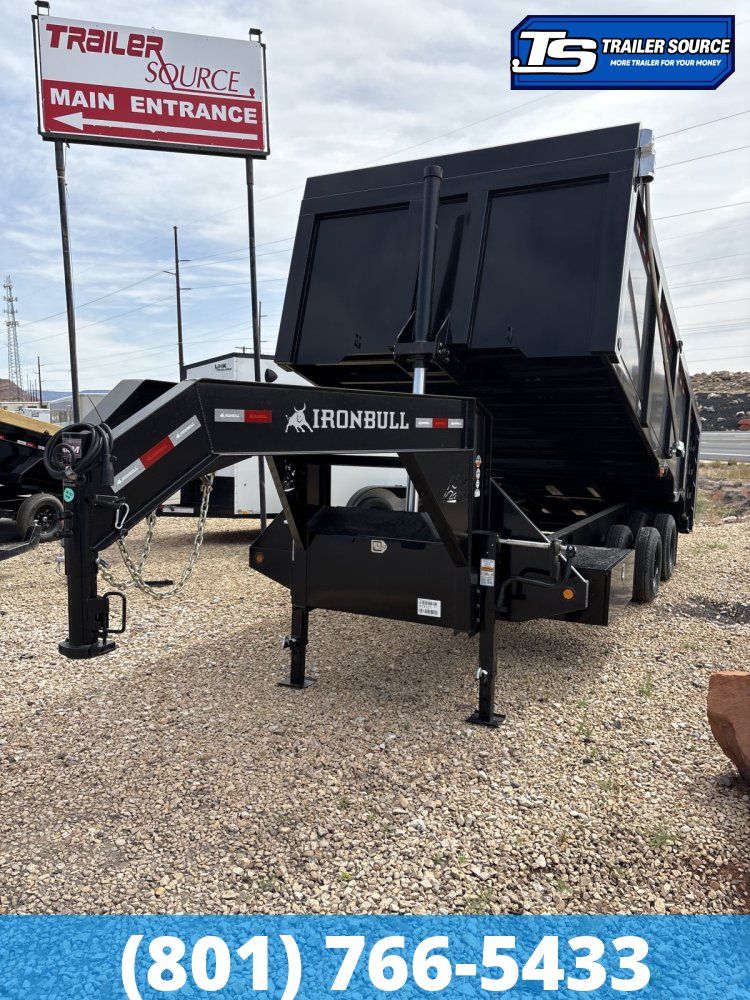 8.5x20 Iron Bull DMG (Frankendump) Gooseneck Tandem Dual Dump Trailer - 48" Sides - 25K GVWR - Electric Tarp, HDSS (Hutch)