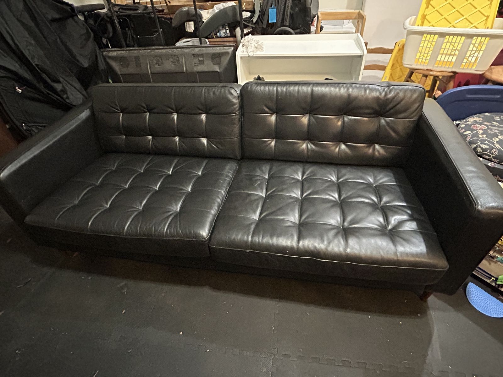 Black Faux Leather Sofa