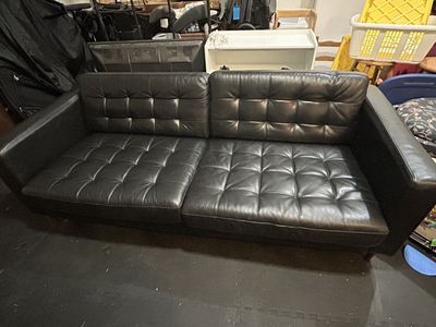 Black Faux Leather Sofa