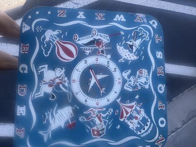 Vintage Children’s Alphabet Tin Folding Table – Mid-Century Circus Theme