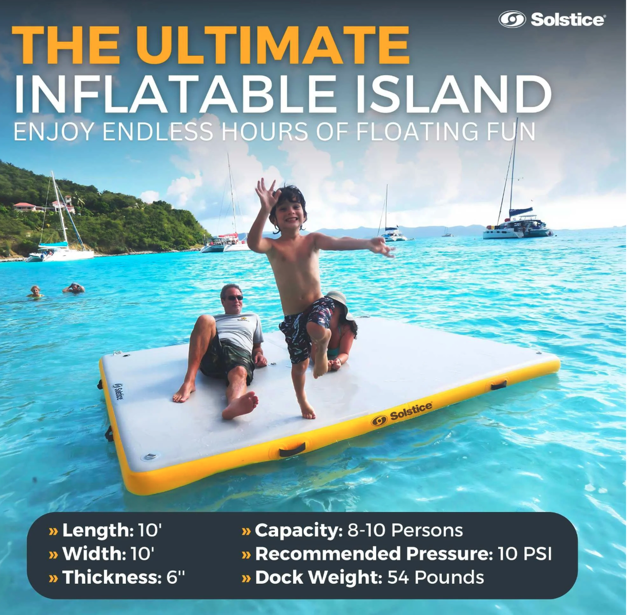 Brand New S10’ X 10’ Inflatable Dock | Floating Platform For Beach, Lake & Pool