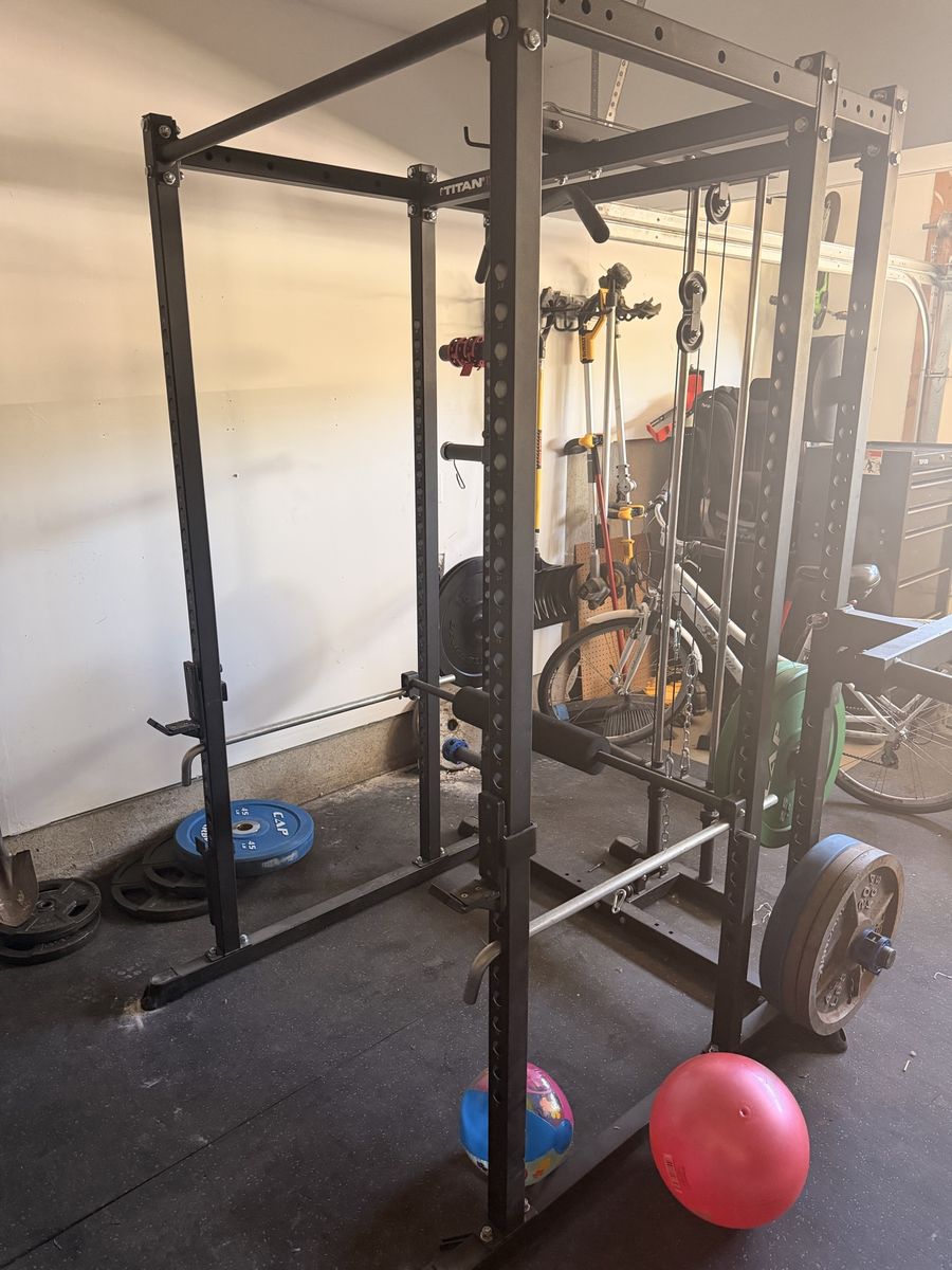 Titan Fitness T-2 Series Power Rack with Lat Pulldown, Low Row & Dip Station