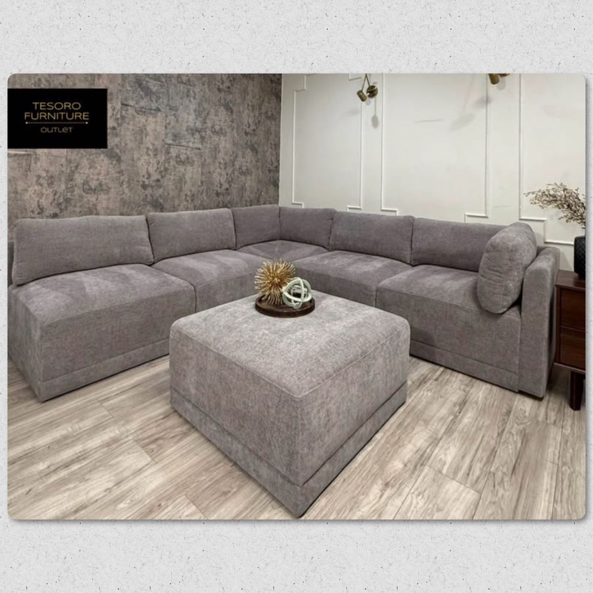 MODERN BUCCLE GREY SECTIONAL