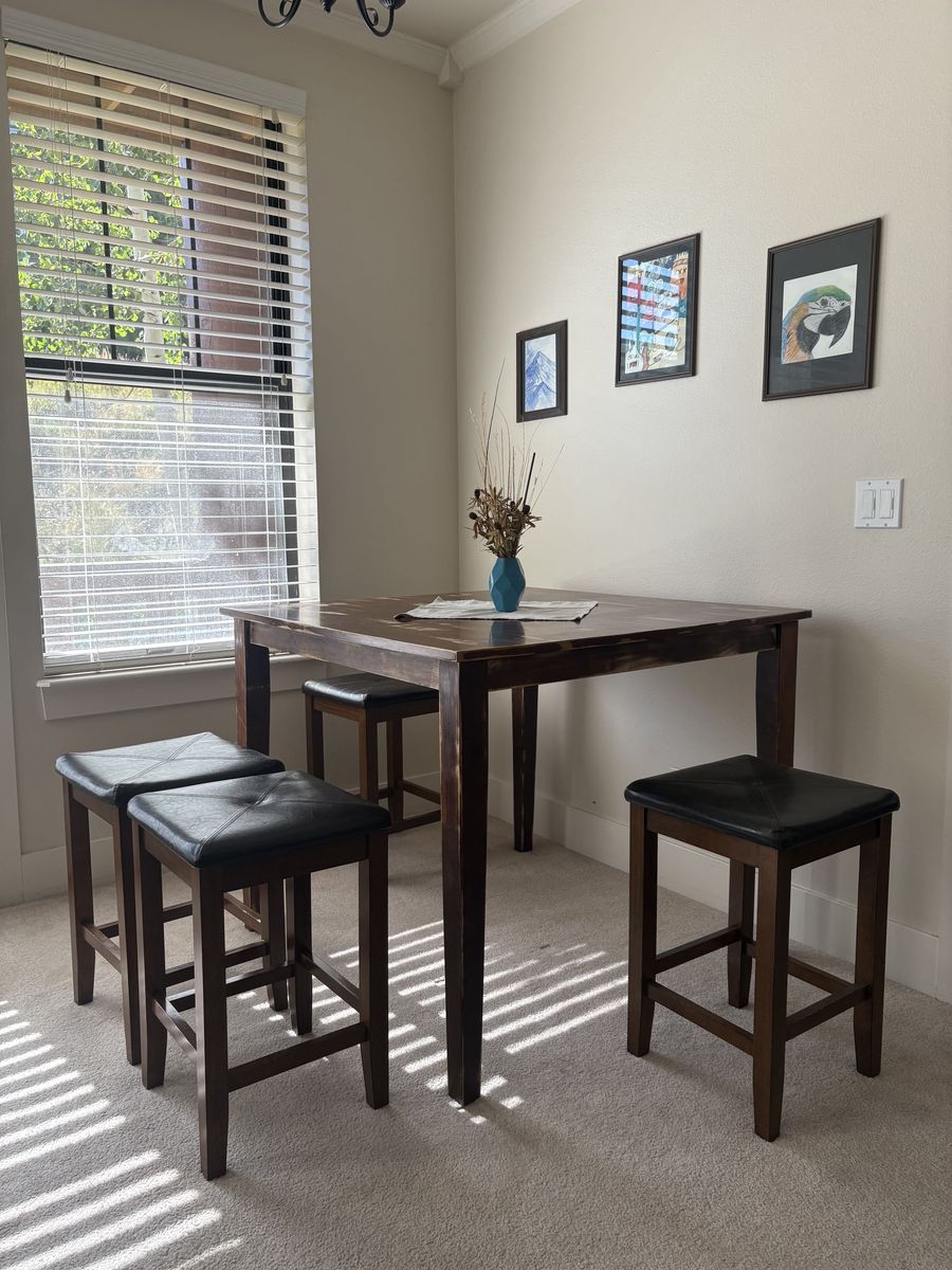 5-Piece Counter Height Dining Set with 4 Stools
