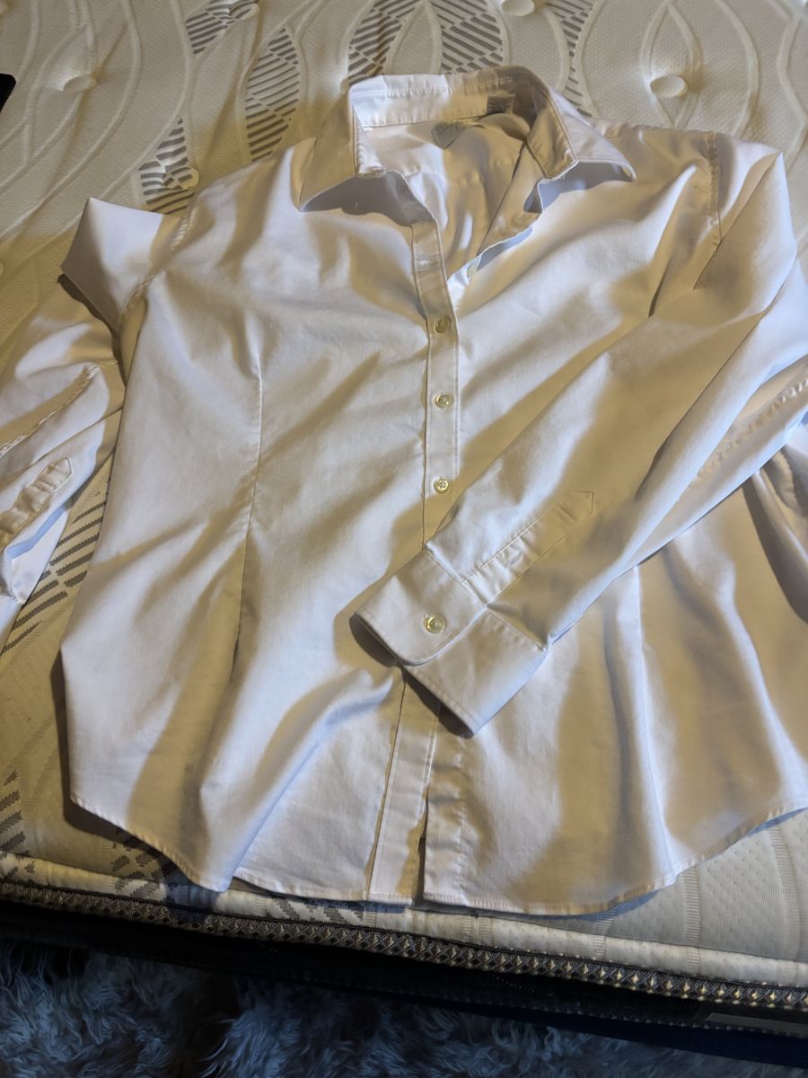 XXL White Womens Button-down Blouse