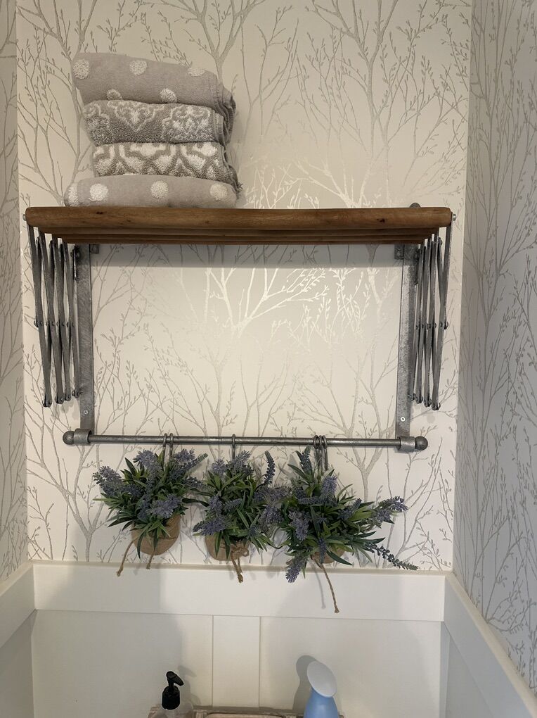 Metal And Wood Shelf That Extends Out