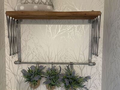 Metal And Wood Shelf That Extends Out