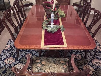 Mahogany Dining Set - table, chairs, hutch