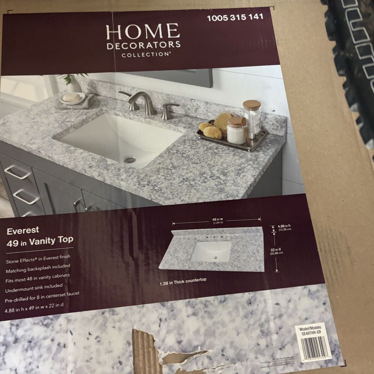 49” Never used vanity countertop in box