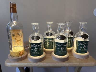 McConnell's Irish Whiskey & Liberty Pole Rye Empty Light-Up Bottles - Unique Decor Set $25 each