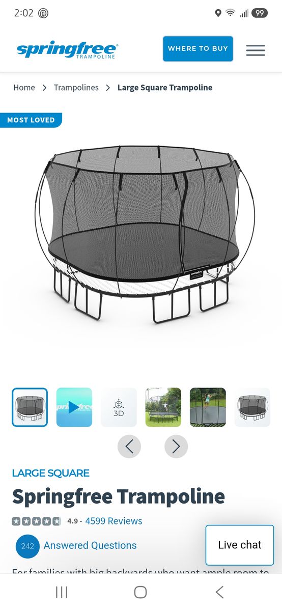 Used Springfree S113 Trampoline