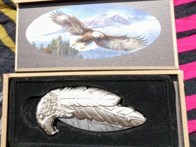 Silvertone American Eagle Design Knife with Acid Etch Blade