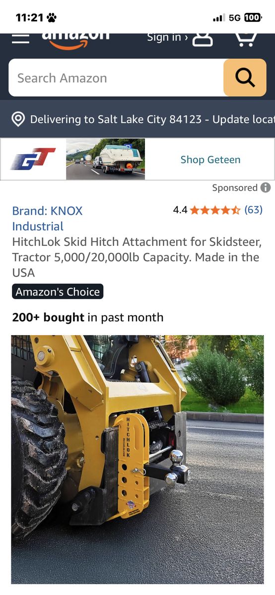 Skidsteer Bucket Hitch