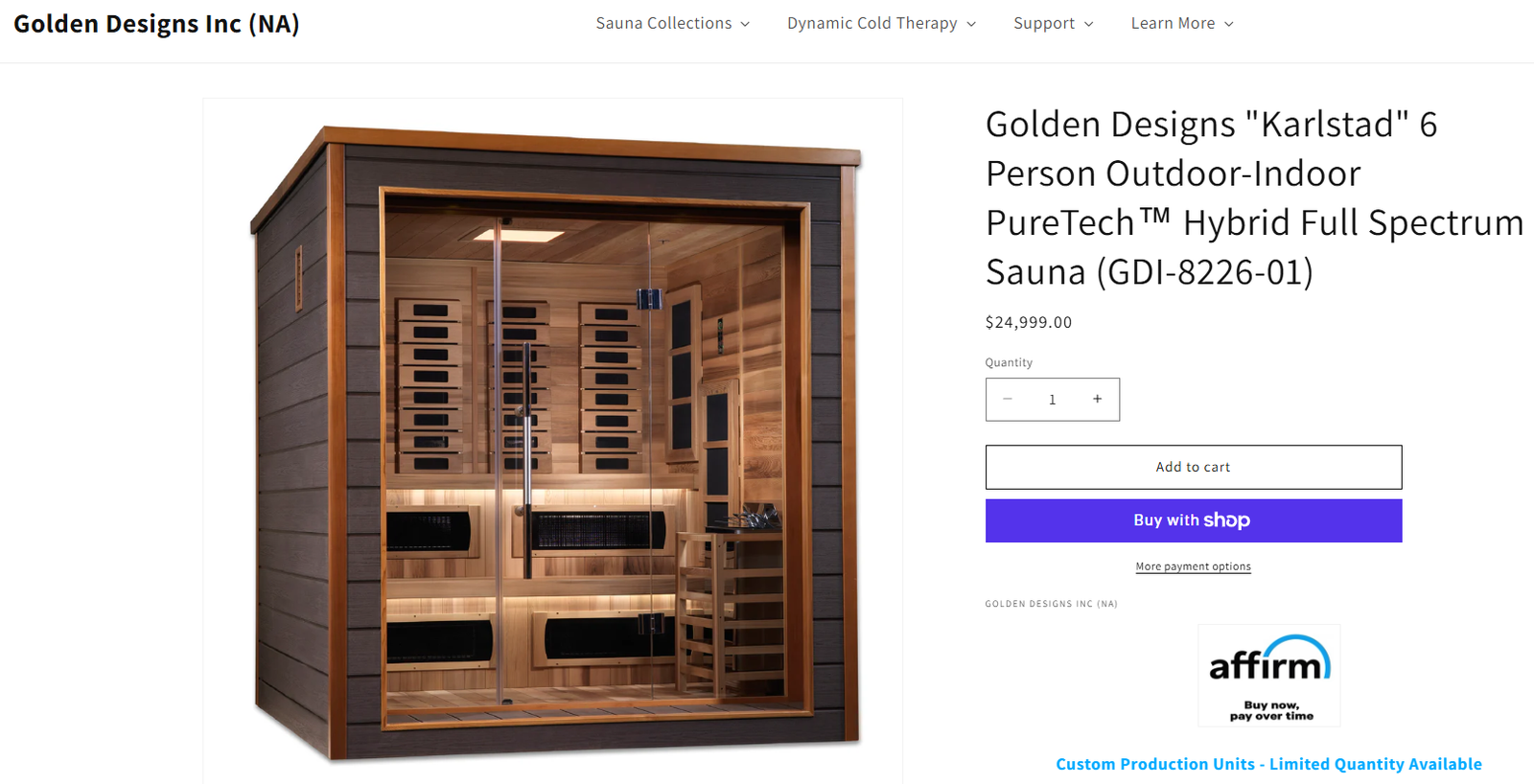 Golden Designs Karlstad 6-Person Hybrid Sauna (GDI-8226-01)