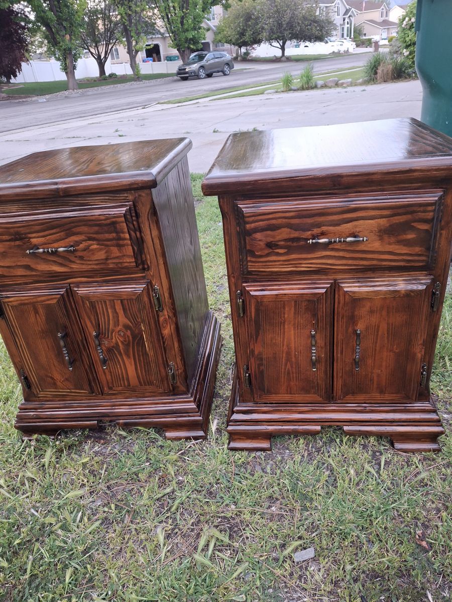 2 extra tall all wood night stand/dark walnut