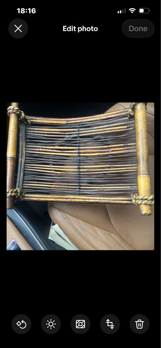 Handmade Antique Woven Bamboo & Wood Decorative Tray- Unique Global Style