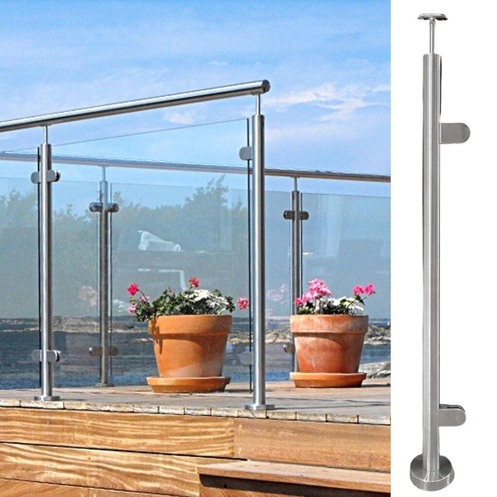 2PCS Glass Stair Railing Post System, 110cm