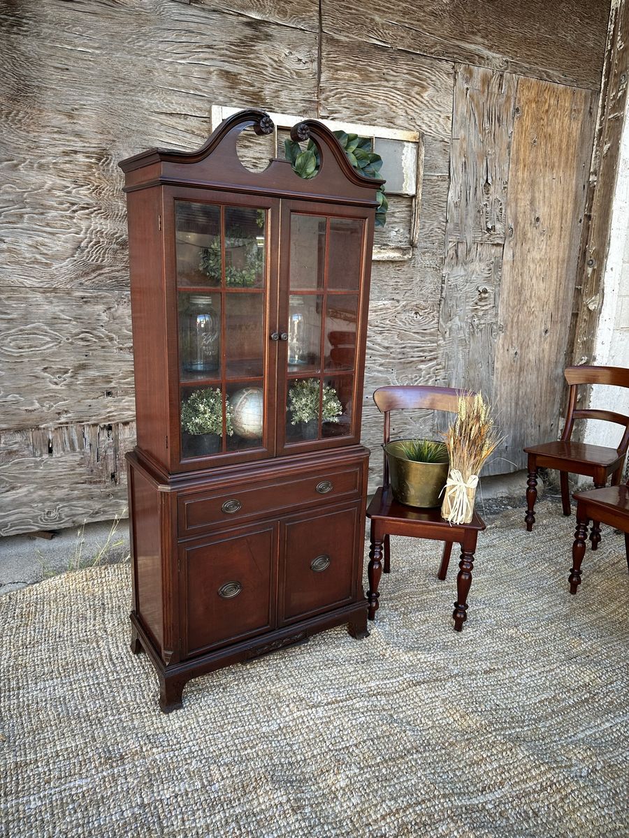 Colonial Revival mid-century china cabinet