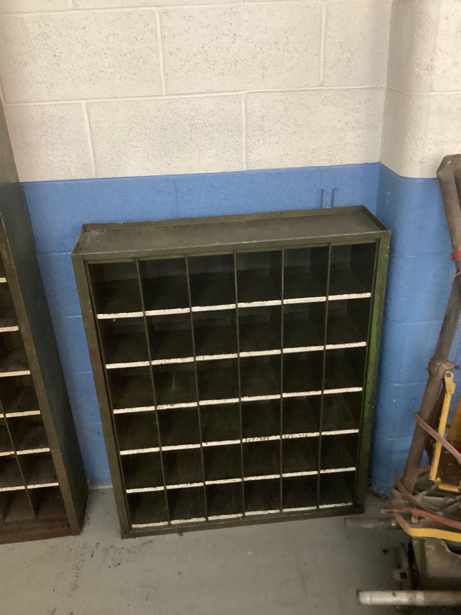 Military parts storage cabinet