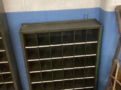 Military parts storage cabinet