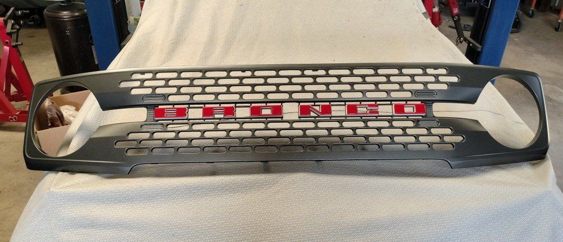 OEM Ford Bronco Badlands Grille w/OEM Raised Red "Bronco"  Letters