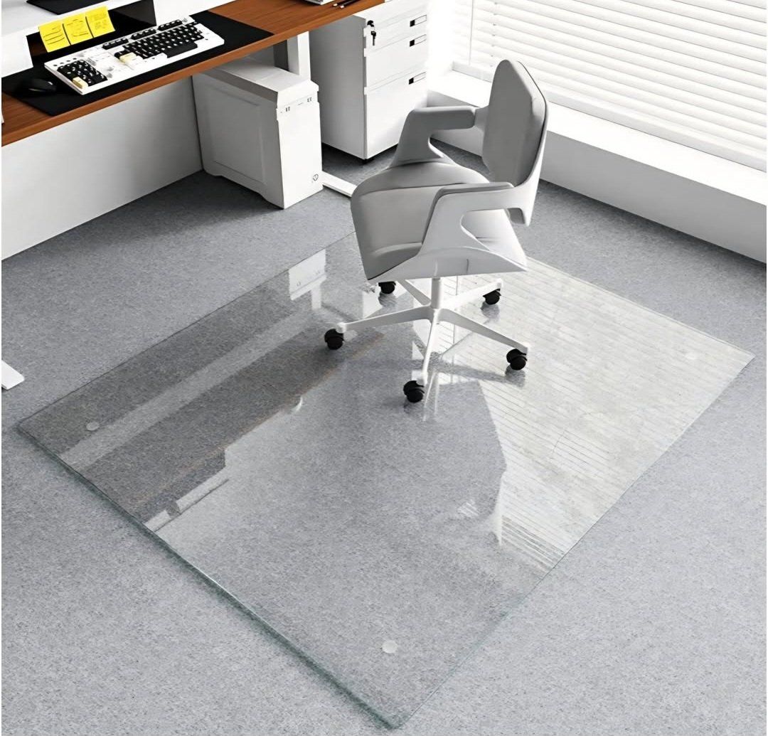 Tempered Glass 46"x55" Office Chair Mat, Glass Floor Mat Protector with Rounded and