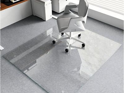 Tempered Glass 46"x55" Office Chair Mat, Glass Floor Mat Protector with Rounded and