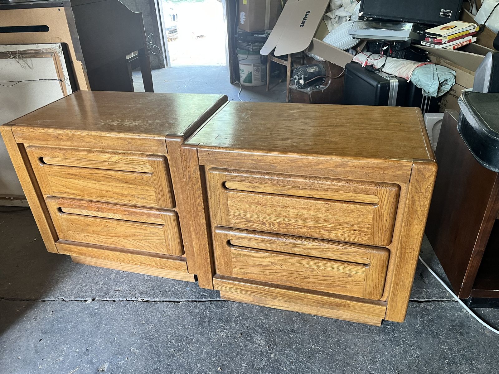 Stanley oak nightstands vintage chest of drawers 