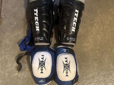 Itech Hockey Shin Guards 9.5" 24cm SG110 and Junior Small Elbow Pads Set
