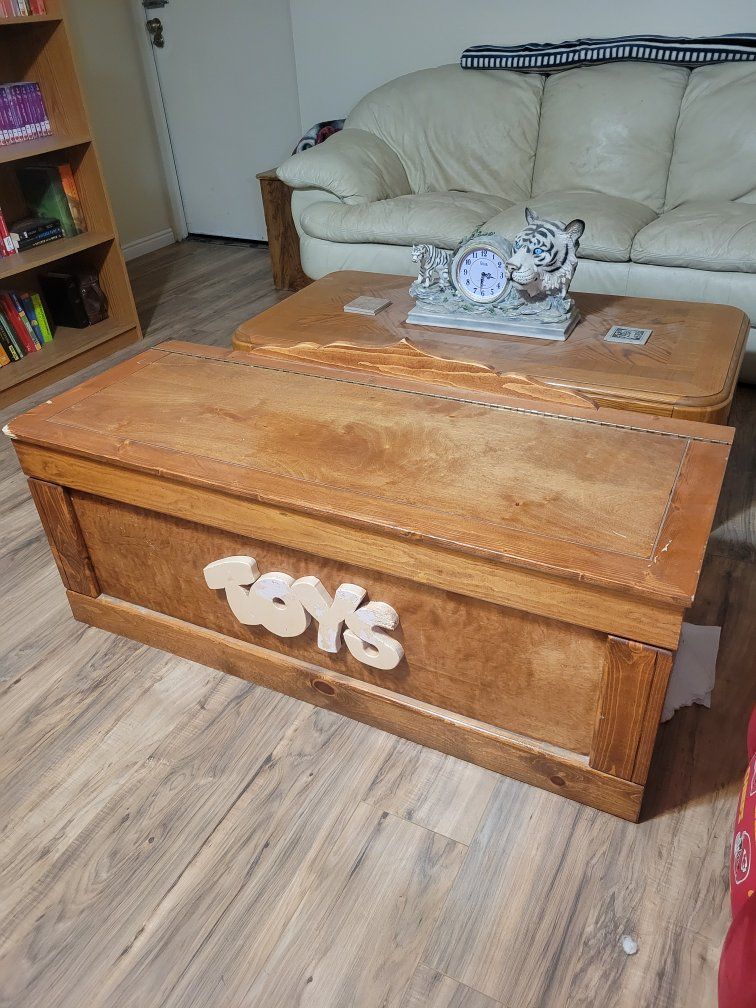 Homemade wooden kids toy box