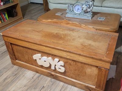 Homemade wooden kids toy box