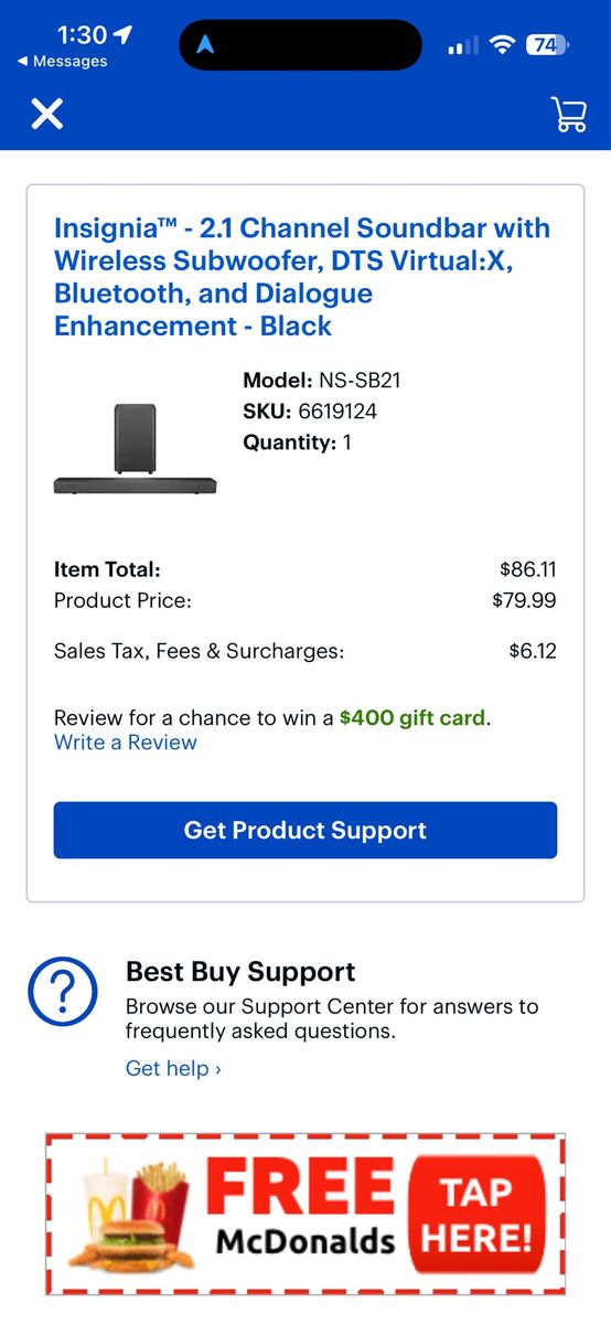 Decent Soundbar w/Bluetooth Subwoofer/Bass Best Buy Insignia brand