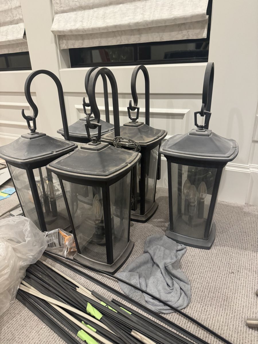 Set of Black Traditional Exterior Hanging Wall Lantern Light Fixtures