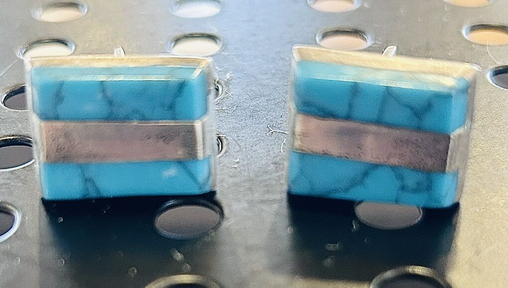 Sterling Silver And Turquoise Vintage Cufflinks