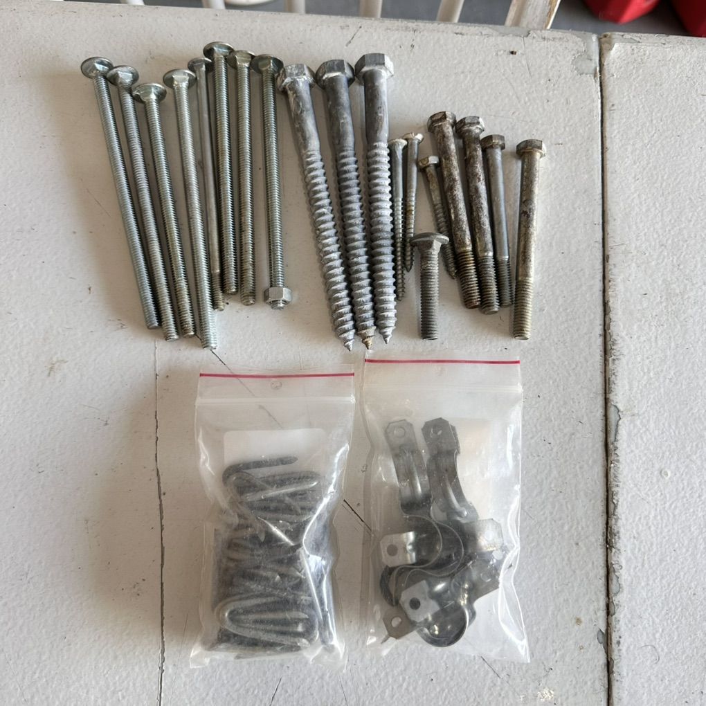 Assortment Of Long Screws And Hooks