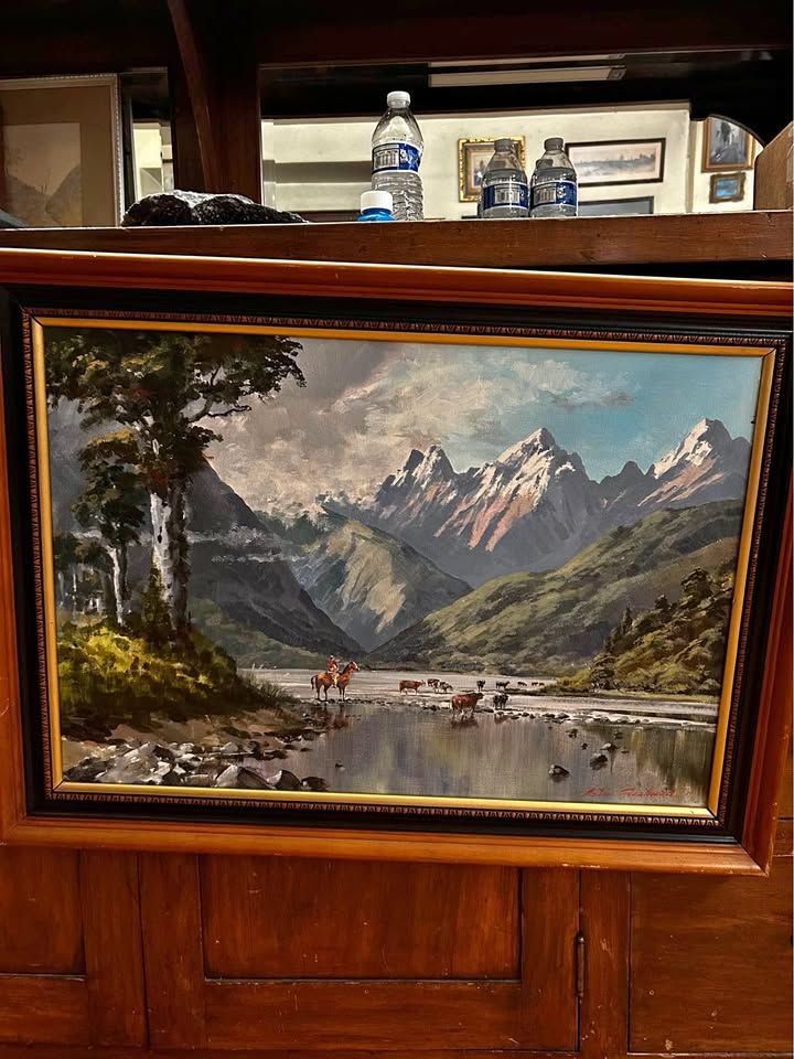 Aston Greathead Oil on Board Painting "Cattle Herder" Dedicated to Elder David S. Baxter, LDS - General Authority of the 70