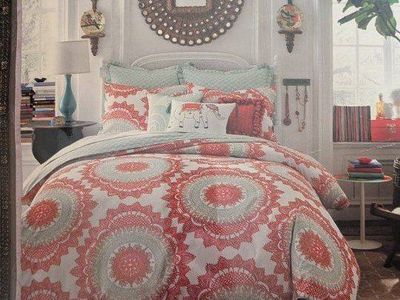 Anthology Bungalow Twin/Twin XL Reversible Medallion Bedding Set - Coral/Aqua