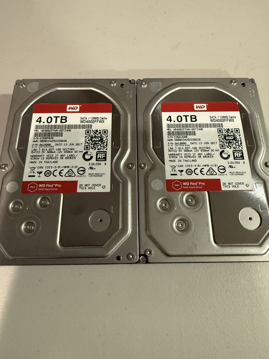 2x WD Red Pro 4TB NAS Hard Drives – Tested 100% Health