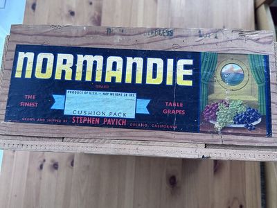Vintage Normandie Brand Table Grapes Wooden Crate - Stephen Pavich - Delano, CA