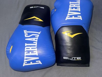 Everlast Elite Pro Style Training Boxing Gloves Blue/Black with EverShield