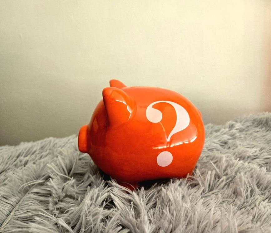 Bright Orange Ceramic Piggy Bank – Modern Question Mark Novelty Decor